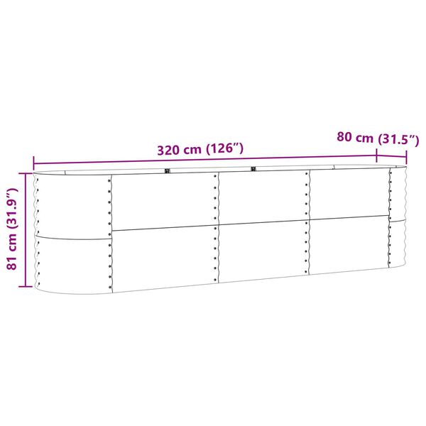 vidaXL Υψωμένο Κρεβάτι Κήπου Πράσινο 320x80x81 εκ από Γαλβανισμένο Χάλυβα