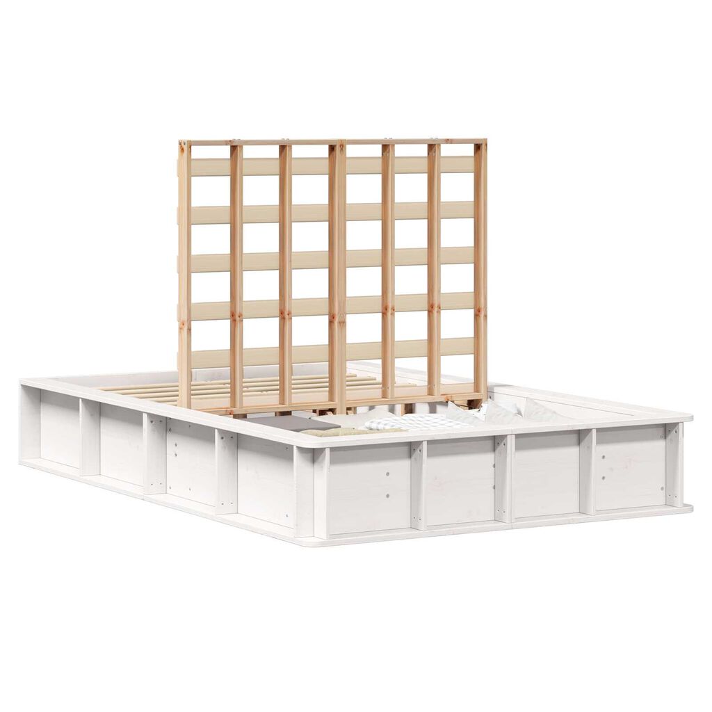 vidaXL Σκελετός Κρεβατιού Λευκό 210 x 158 x 30 εκ Στερεά ξυλεία πεύκου