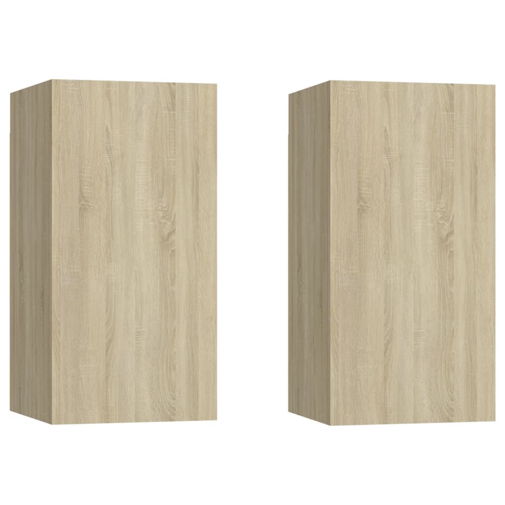 vidaXL Έπιπλα Τηλεόρασης 2 τεμ. Δρυς 30,5x30x60 εκ. από Επεξ. Ξύλο