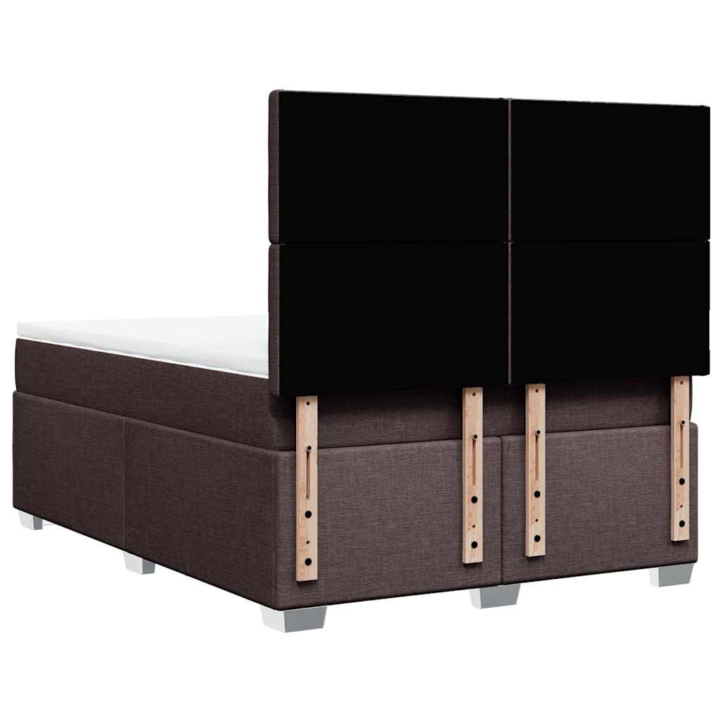 vidaXL Κρεβάτι Boxspring με Στρώμα Σκούρο Καφέ 140x190 εκ. Υφασμάτινο