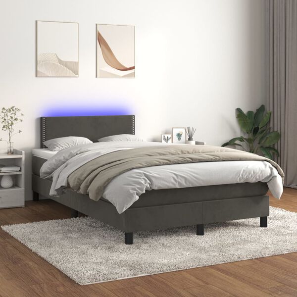 vidaXL &Kappa;&rho;&epsilon;&beta;ά&tau;&iota; Boxspring &mu;&epsilon; &Sigma;&tau;&rho;ώ&mu;&alpha; & LED &Sigma;&kappa;. &Gamma;&kappa;&rho;&iota; 120x200&epsilon;&kappa;. &Beta;&epsilon;&lambda;&omicron;ύ&delta;&iota;&nu;&omicron;