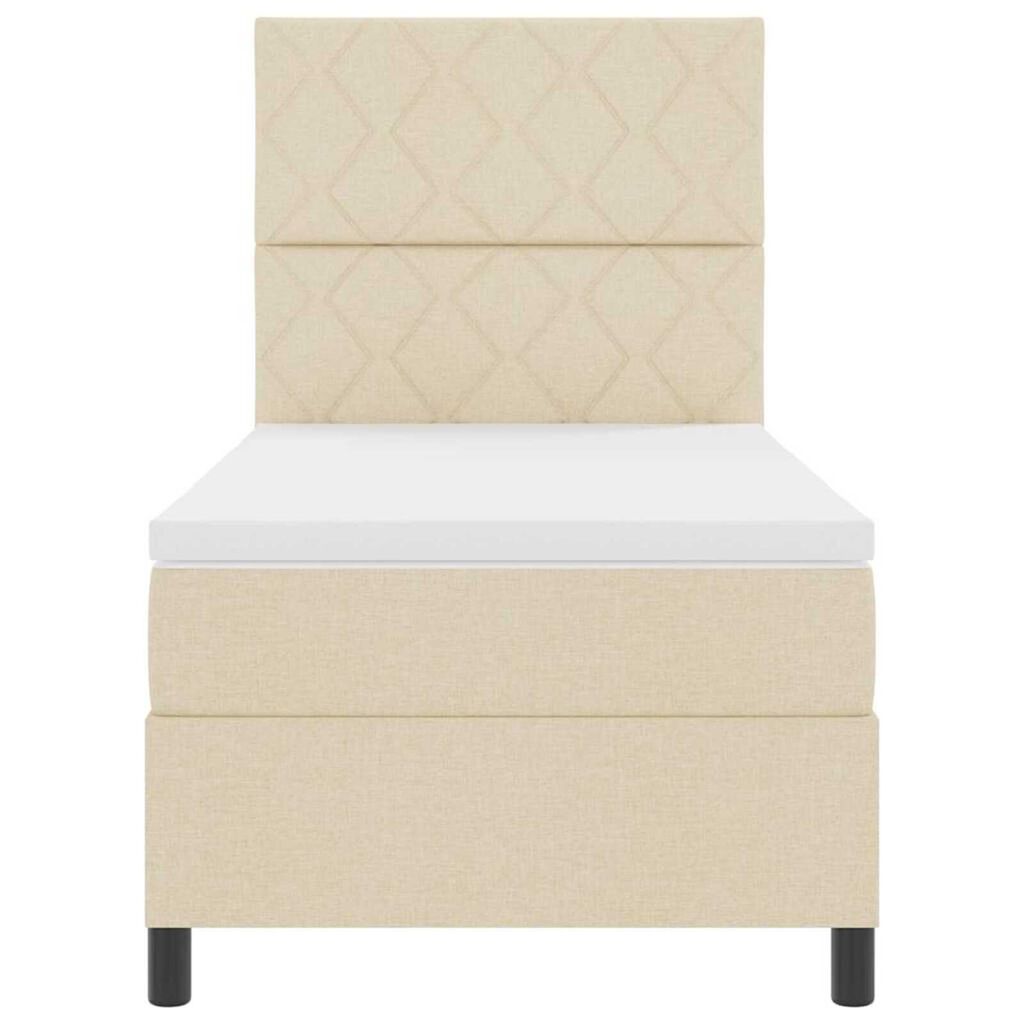 vidaXL Κρεβάτι με ελατήρια με στρώμα Κρεμ 100 x 200 cm ύφασμα