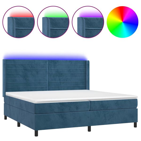 vidaXL &Kappa;&rho;&epsilon;&beta;ά&tau;&iota; Boxspring &mu;&epsilon; &Sigma;&tau;&rho;ώ&mu;&alpha; & LED &Sigma;&kappa;. &Mu;&pi;&lambda;&epsilon; 200x200&epsilon;&kappa;. &Beta;&epsilon;&lambda;&omicron;ύ&delta;&iota;&nu;&omicron;