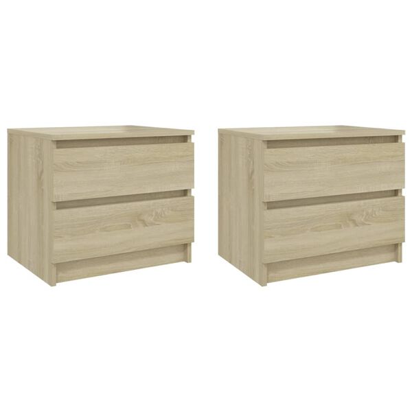 vidaXL Κομοδίνα 2 τεμ. Sonoma Δρυς 50 x 39 x 43,5 εκ. από Επεξ. Ξύλο