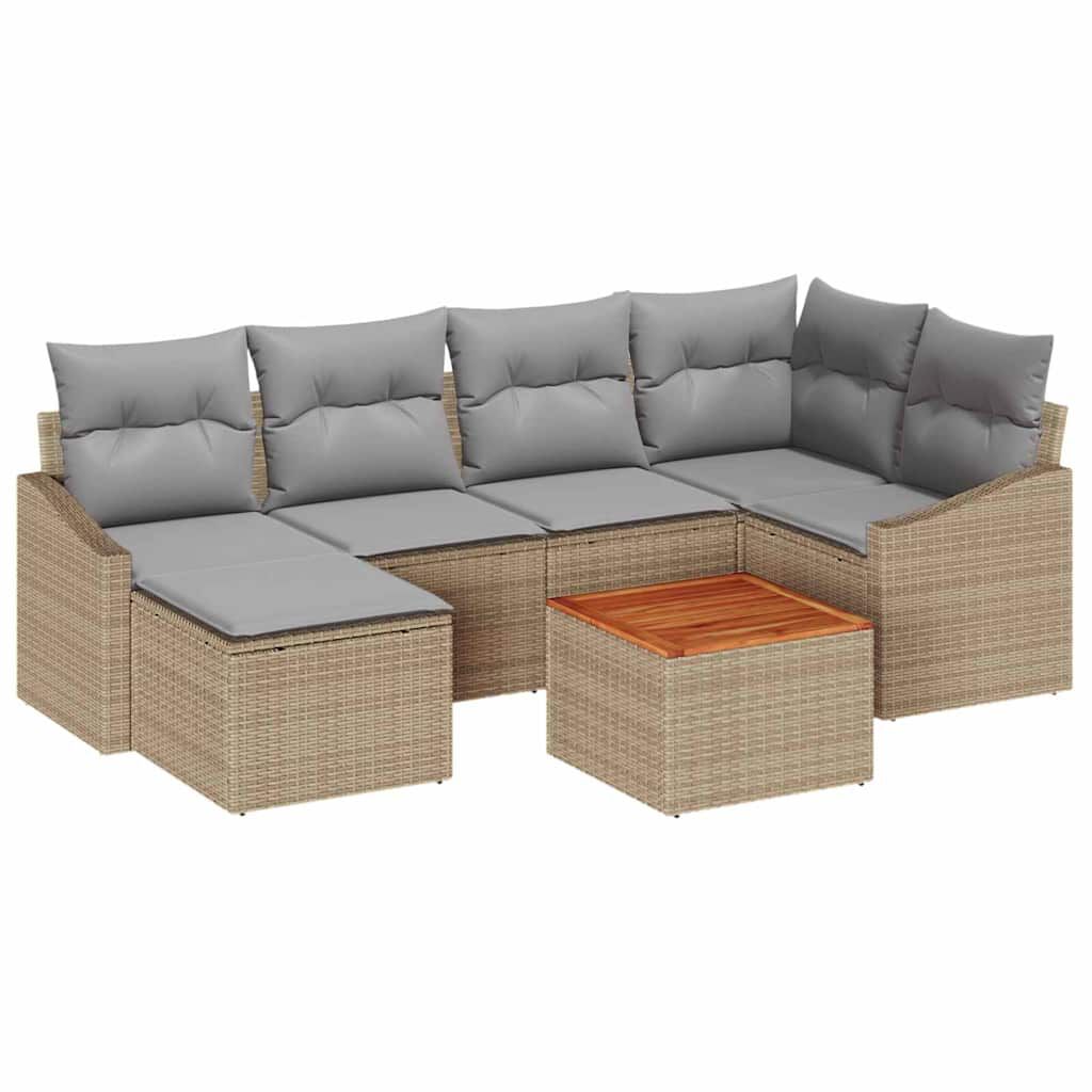 vidaXL Σετ Καναπέ Κήπου 7 pcs μπεζ και ανοιχτό γκρι