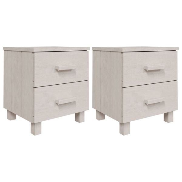 vidaXL Κομοδίνο HAMAR 2 Τεμ. Λευκά 40 x 35 x 44,5εκ. Μασίφ Ξύλο Πεύκου