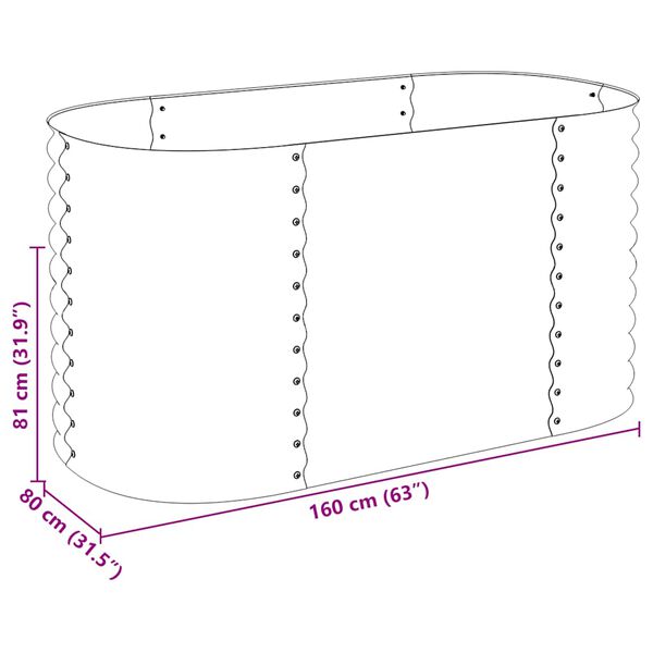 vidaXL Ζαρντινιέρα Υπερυψωμένη Γκρι 160x80x81 εκ. Γαλβανισμ. Χάλυβας