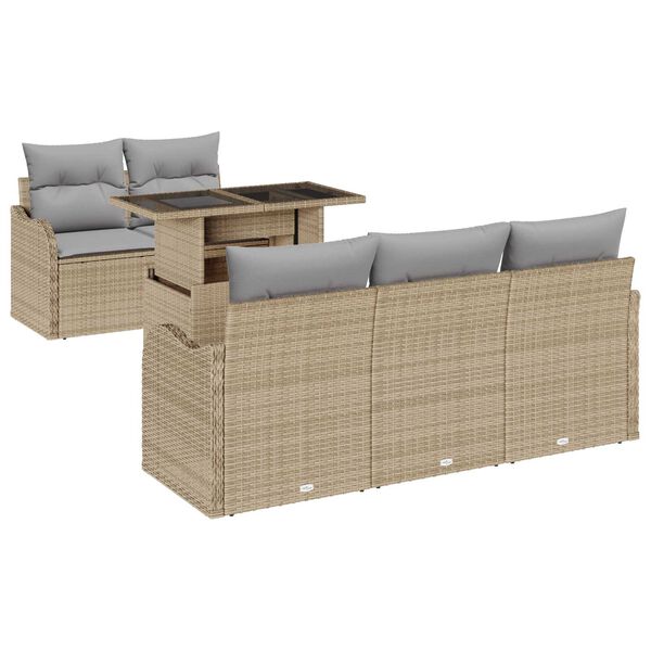 vidaXL Σετ Καναπέ Κήπου 6 pcs Μπεζ 100 x 55 x 73 εκ Πολυ ράταν