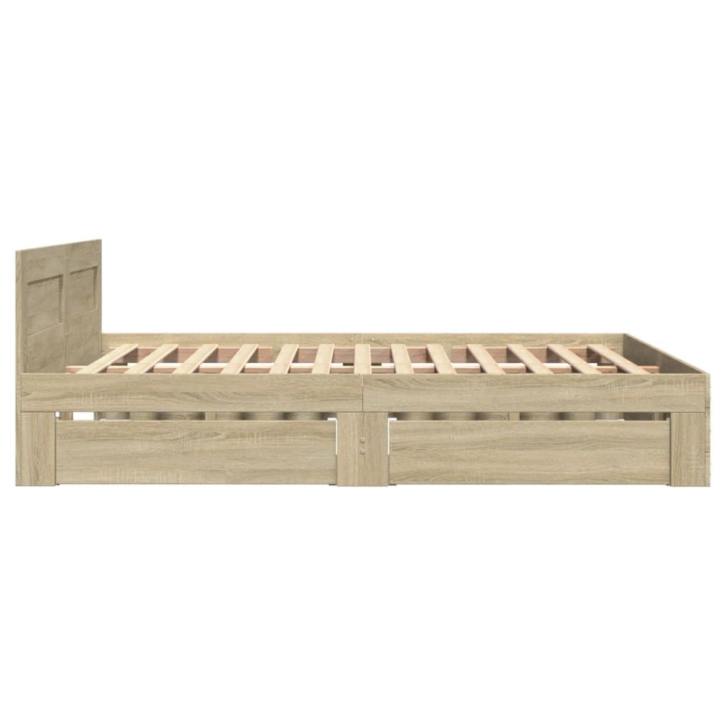 vidaXL Πλαίσιο Κρεβατιού με Κεφαλάρι Sonoma Δρυς 120x190εκ. Επεξ. Ξύλο