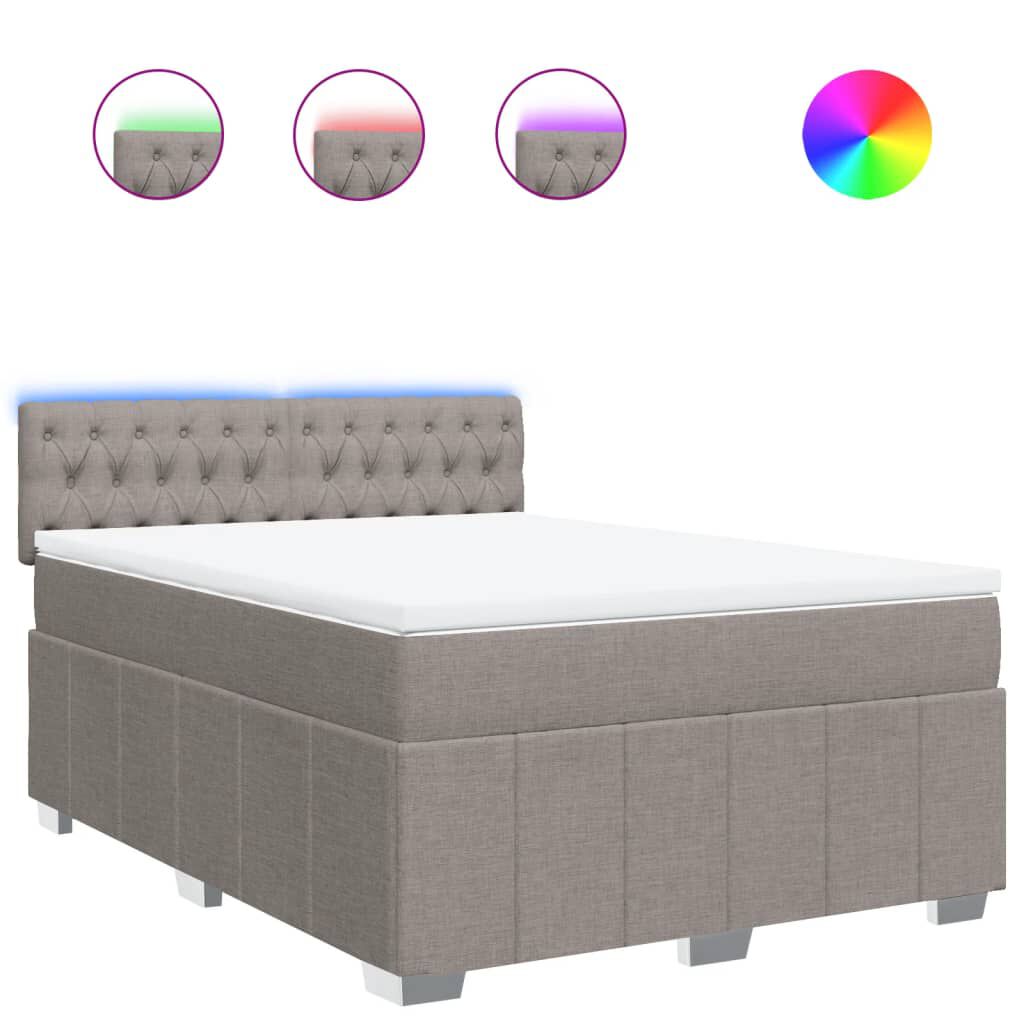 vidaXL Κρεβάτι Boxspring με Στρώμα Taupe 140x190 εκ. Υφασμάτινο