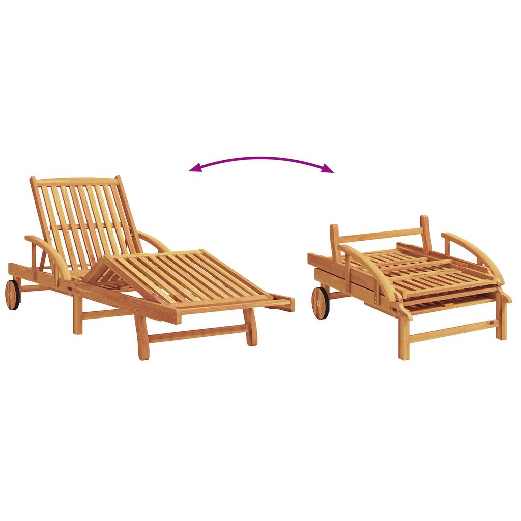 vidaXL Ξαπλώστρα 2 pcs Κόκκινο 200 x 67 x 84εκ Μασίφ ξύλο ακακίας