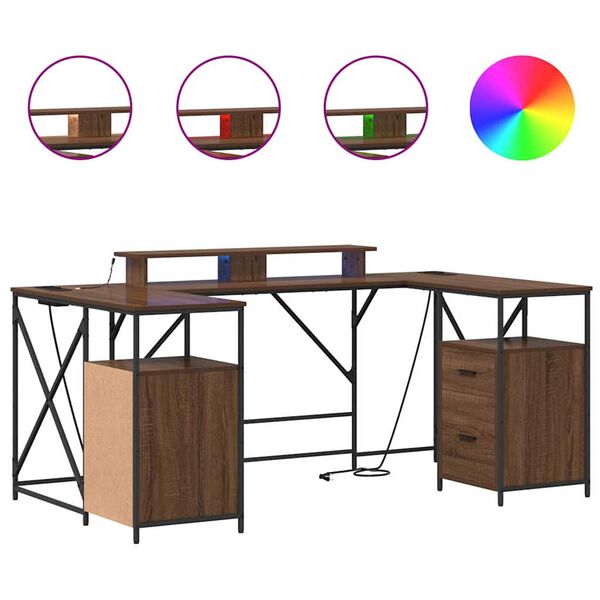 vidaXL Γραφείο Καφέ δρυς 182 x 101 x 87,5 εκ Επεξεργασμένο ξύλο