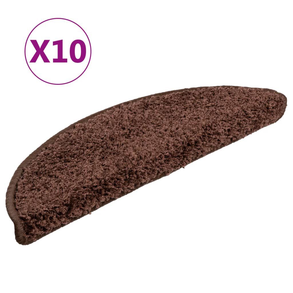 vidaXL Πατάκια Σκάλας 10 τεμ. Καφέ 56 x 17 x 3 εκ.