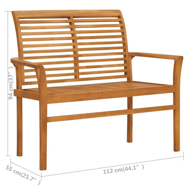 vidaXL Παγκάκι Κήπου 112 εκ. Μασίφ Ξύλο Teak Φωτεινό Πράσινο Μαξιλάρι