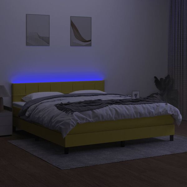 vidaXL &Kappa;&rho;&epsilon;&beta;ά&tau;&iota; Boxspring &mu;&epsilon; &Sigma;&tau;&rho;ώ&mu;&alpha; & LED &Pi;&rho;ά&sigma;&iota;&nu;&omicron; 160x200 &epsilon;&kappa; &Upsilon;&phi;&alpha;&sigma;&mu;ά&tau;&iota;&nu;&omicron;