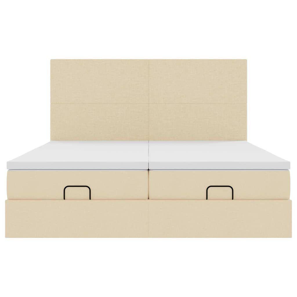 vidaXL Οθωμανικό κρεβάτι με στρώματα Κρέμα 180x200cm ύφασμα