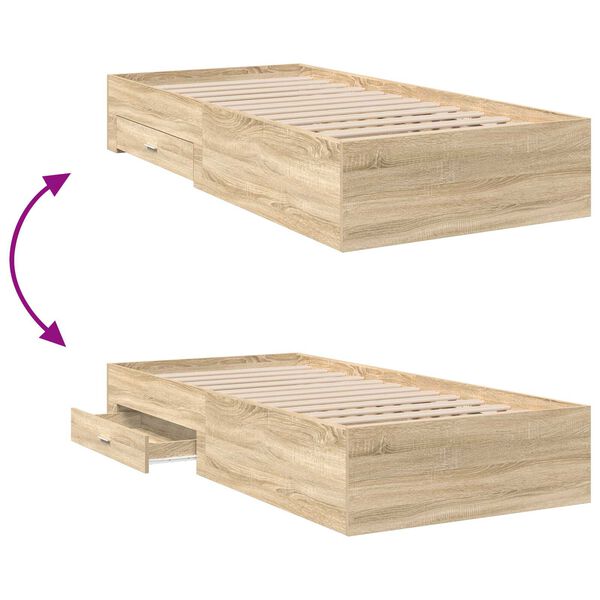 vidaXL Κρεβάτι Sonoma Oak 90x190 εκ Επεξεργασμένο Ξύλο