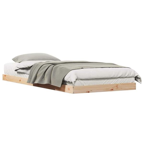 vidaXL Κρεβάτι δαπέδου Φυσικό 100 x 210 cm Μασίφ ξύλο πεύκου