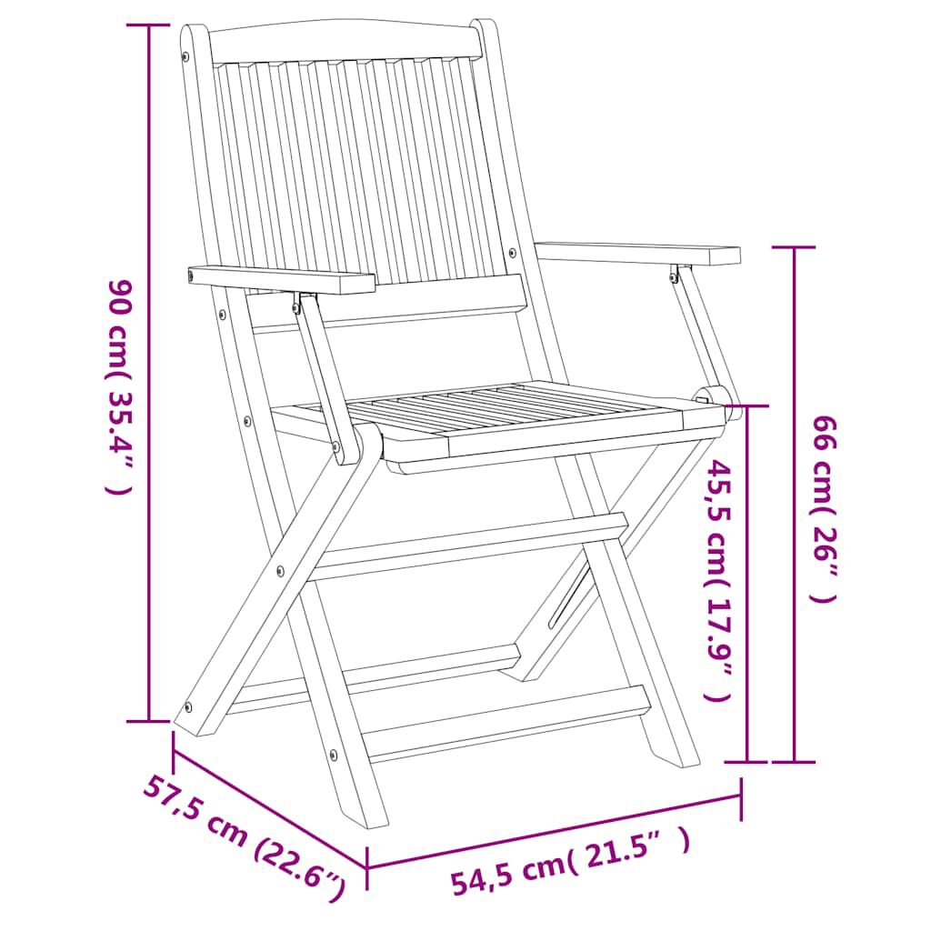 vidaXL Καρέκλες Κήπου Πτυσσόμενες 4 τεμ 57,5x54,5x90 εκ. Μασίφ Ακακία