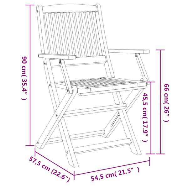 vidaXL Καρέκλες Κήπου Πτυσσόμενες 4 τεμ 57,5x54,5x90 εκ. Μασίφ Ακακία