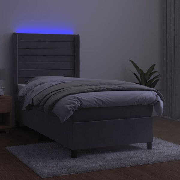 vidaXL &Kappa;&rho;&epsilon;&beta;ά&tau;&iota; Boxspring &mu;&epsilon; &Sigma;&tau;&rho;ώ&mu;&alpha; & LED &Alpha;&nu;.&Gamma;&kappa;&rho;&iota; 80x200 &epsilon;&kappa;. &Beta;&epsilon;&lambda;&omicron;ύ&delta;&iota;&nu;&omicron;
