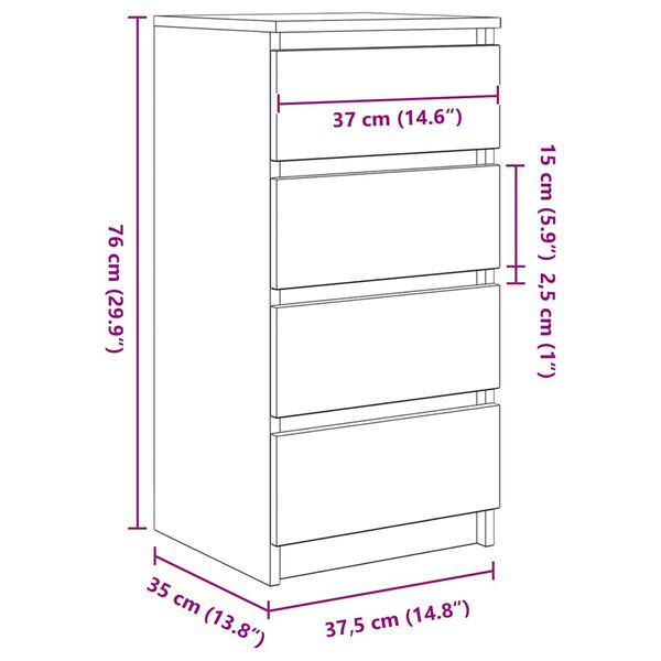 vidaXL Ντουλάπι Γκρι Sonoma 37,5x35x76 εκ. Ξύλινο μηχανουργικό ξύλο