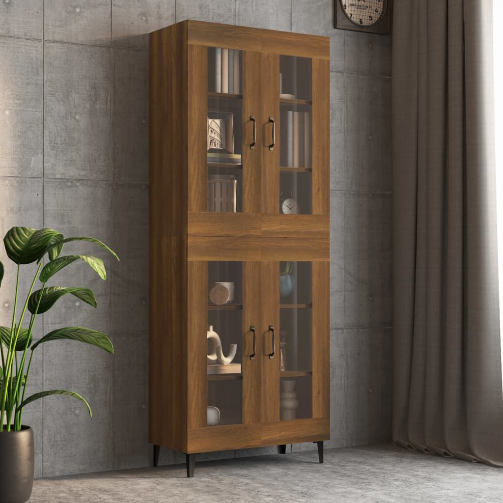 vidaXL Κρεμαστό Ντουλάπι Τοίχου Καφέ Δρυς 69,5x34x90 εκ Επεξ. Ξύλο