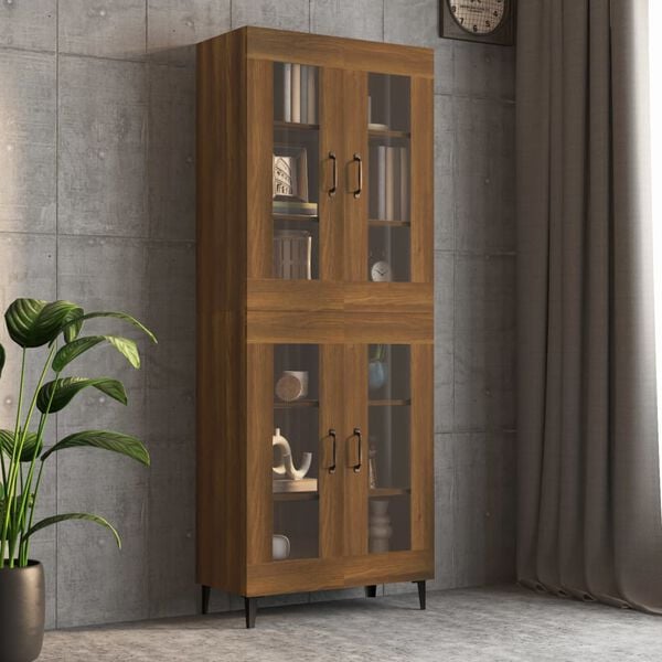 vidaXL Κρεμαστό Ντουλάπι Τοίχου Καφέ Δρυς 69,5x34x90 εκ Επεξ. Ξύλο