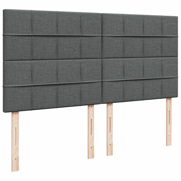vidaXL Κρεβάτι Boxspring με Στρώμα Σκούρο Γκρι 200x200 εκ. Υφασμάτινο