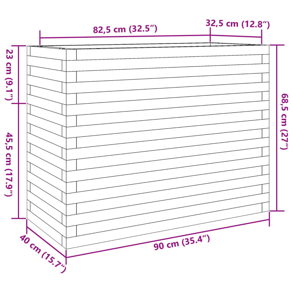 vidaXL Ζαρντινιέρα Κήπου Λευκή 90x40x68,5 εκ. από Μασίφ Ξύλο Πεύκου
