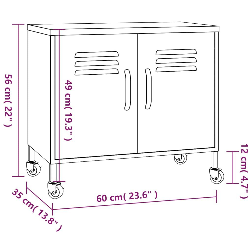 vidaXL Ντουλάπι Αποθήκευσης Χρώμα Μέντα 60 x 35 x 56 εκ. από Ατσάλι