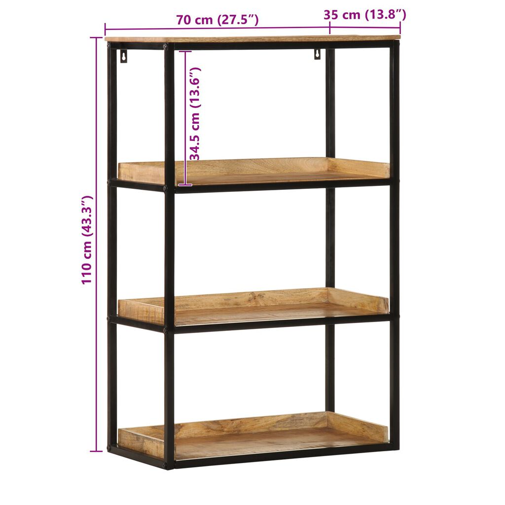 vidaXL Βιβλιοθήκη 70x35x110 εκ. Μασίφ Ξύλο Χοντρό Μάνγκο
