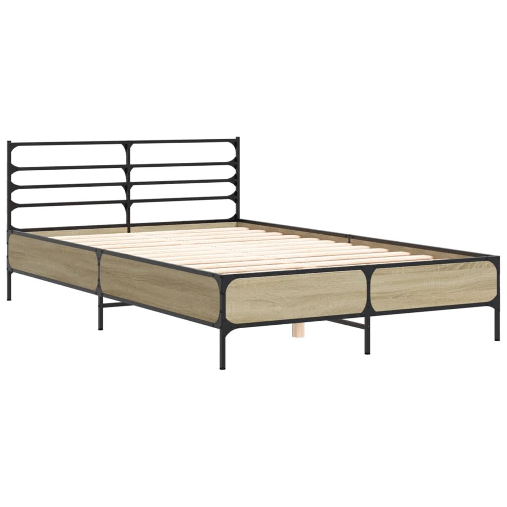 vidaXL Πλαίσιο Κρεβατιού Sonoma Δρυς 140x200 εκ. Επεξ. Ξύλο & Μέταλλο