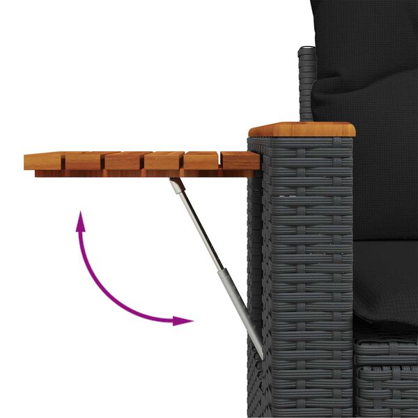 vidaXL Σετ Καναπέ Κήπου με μαξιλάρι 10 pcs Μαύρο 90 x 55 x 71 cm