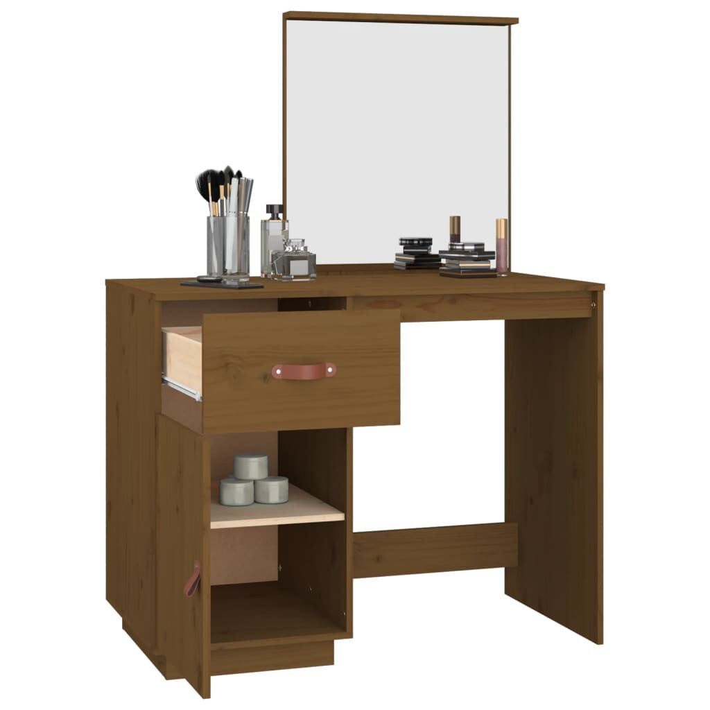 vidaXL Μπουντουάρ Καφέ μελί 95x50x134 εκ. Μασίφ Ξύλο Πεύκου