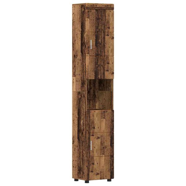 vidaXL Ντουλάπι Μπάνιου με πόρτα TULUM Παλαιό ξύλο 37 x 31.5 x 203 εκ