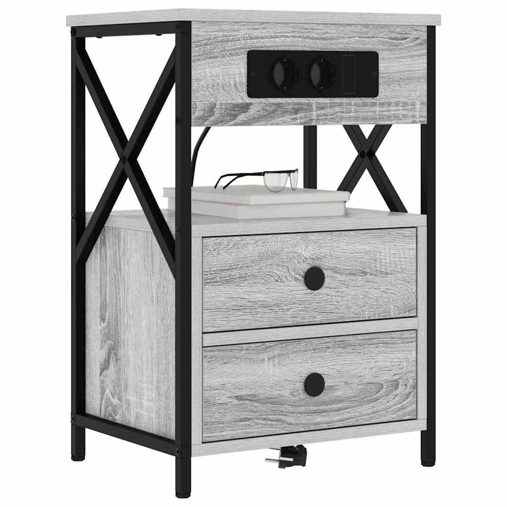 vidaXL Κομοδίνο 2 pcs Γκρι sonoma 40 x 31 x 60 εκ. Επεξεργασμένο ξύλο