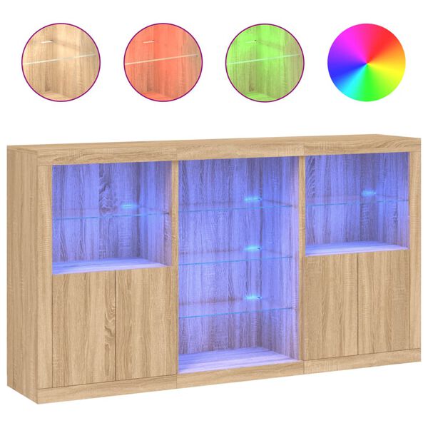 vidaXL Μπουφές με Φώτα LED Sonoma Δρυς 181,5 x 37 x 100 εκ.