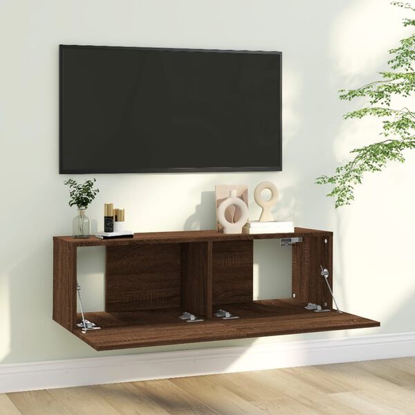 vidaXL Έπιπλο Τηλεόρασης Τοίχου Καφέ Δρυς 100x30x30 εκ. Επεξεργ. Ξύλο
