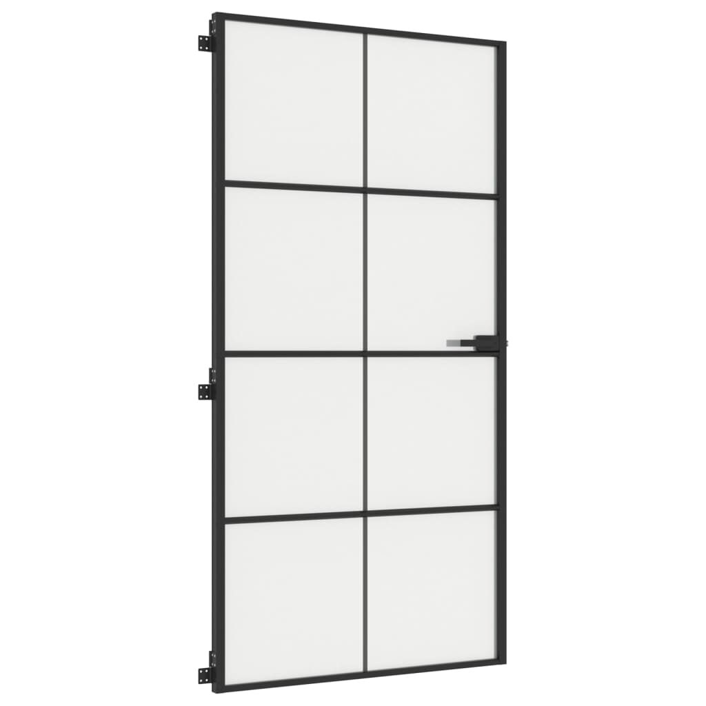 vidaXL Εσωτερική Πόρτα Μαύρη 102,5x201,5 εκ. Ψημένο Γυαλί & Αλουμίνιο