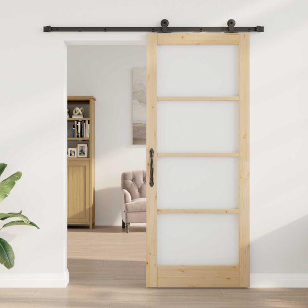 vidaXL Συρόμενη Πόρτα ORKDAL Καφέ 86 x 211 cm Ξύλο και μέταλλο