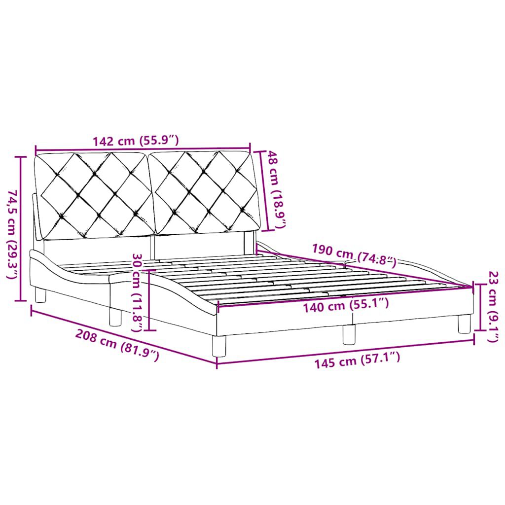 vidaXL Σκελετός Κρεβατιού Χωρίς Στρώμα Μπλε 140x190 εκ. Υφασμάτινο