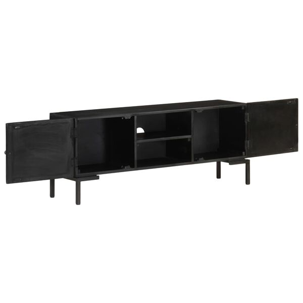 vidaXL Έπιπλο Τηλεόρασης Μαύρο 115 x 30 x 46 εκ. από Μασίφ Ξύλο Μάνγκο