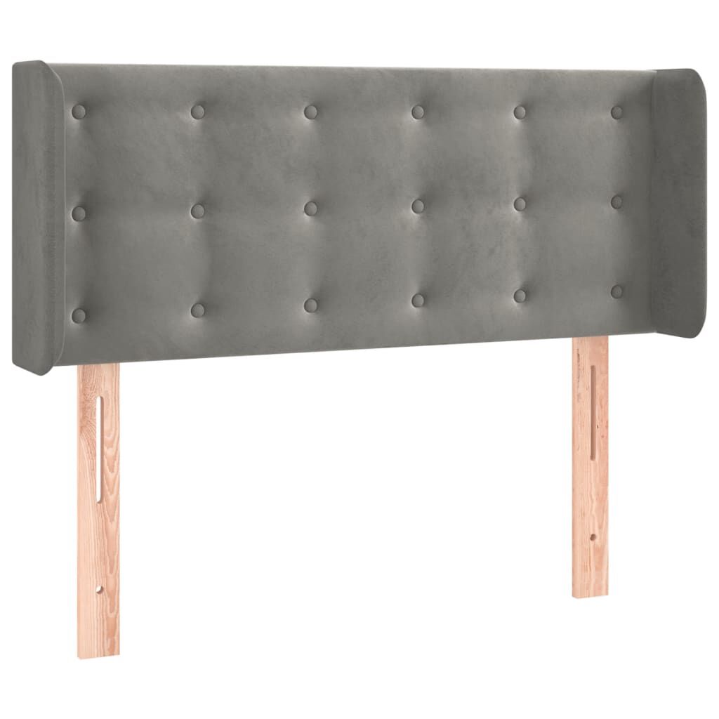 vidaXL Κεφαλάρι με Πτερύγια Ανοιχτό Γκρι 103x16x78/88 εκ. Βελούδινο