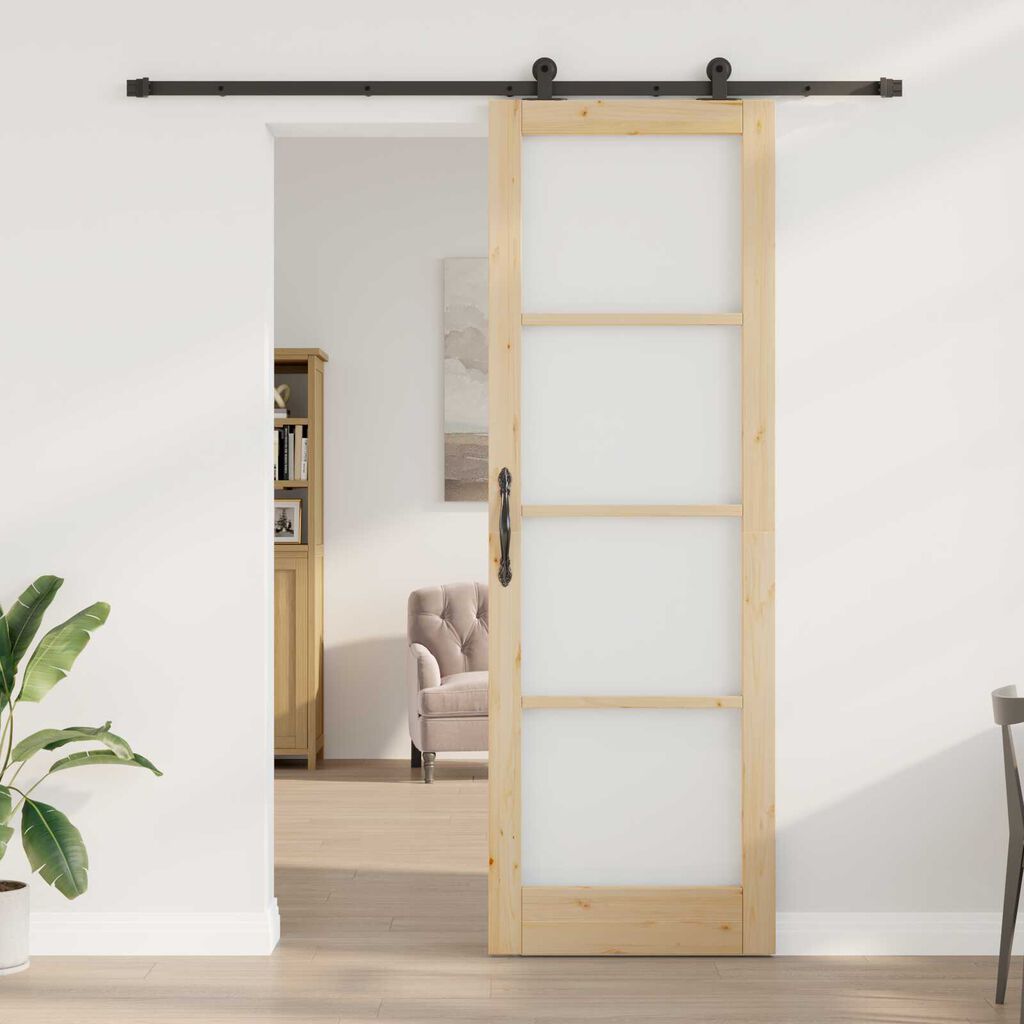 vidaXL Συρόμενη Πόρτα ORKDAL Καφέ 78 x 232 cm Ξύλο και μέταλλο