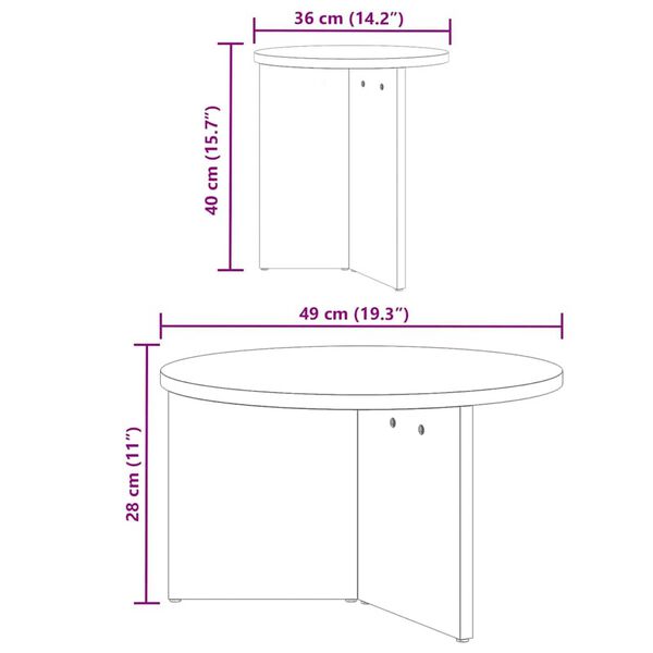 vidaXL Τραπεζάκι σαλονιού 2 pcs Λευκό 49 x 49 x 28 εκ