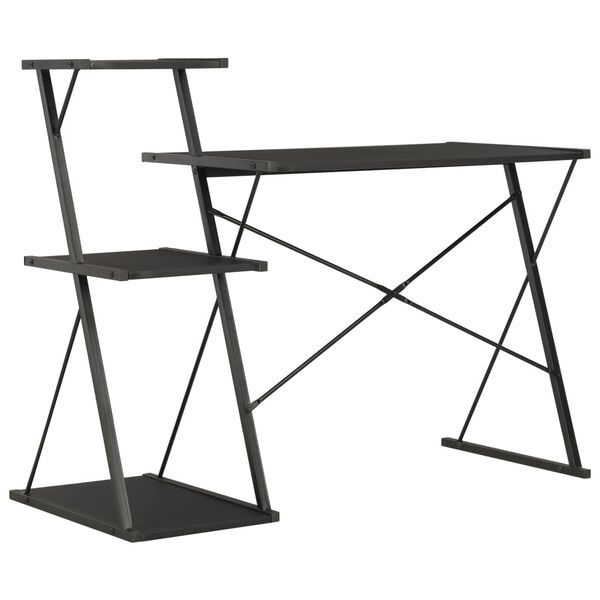 vidaXL Γραφείο με Ράφια Μαύρο 116 x 50 x 93 εκ.