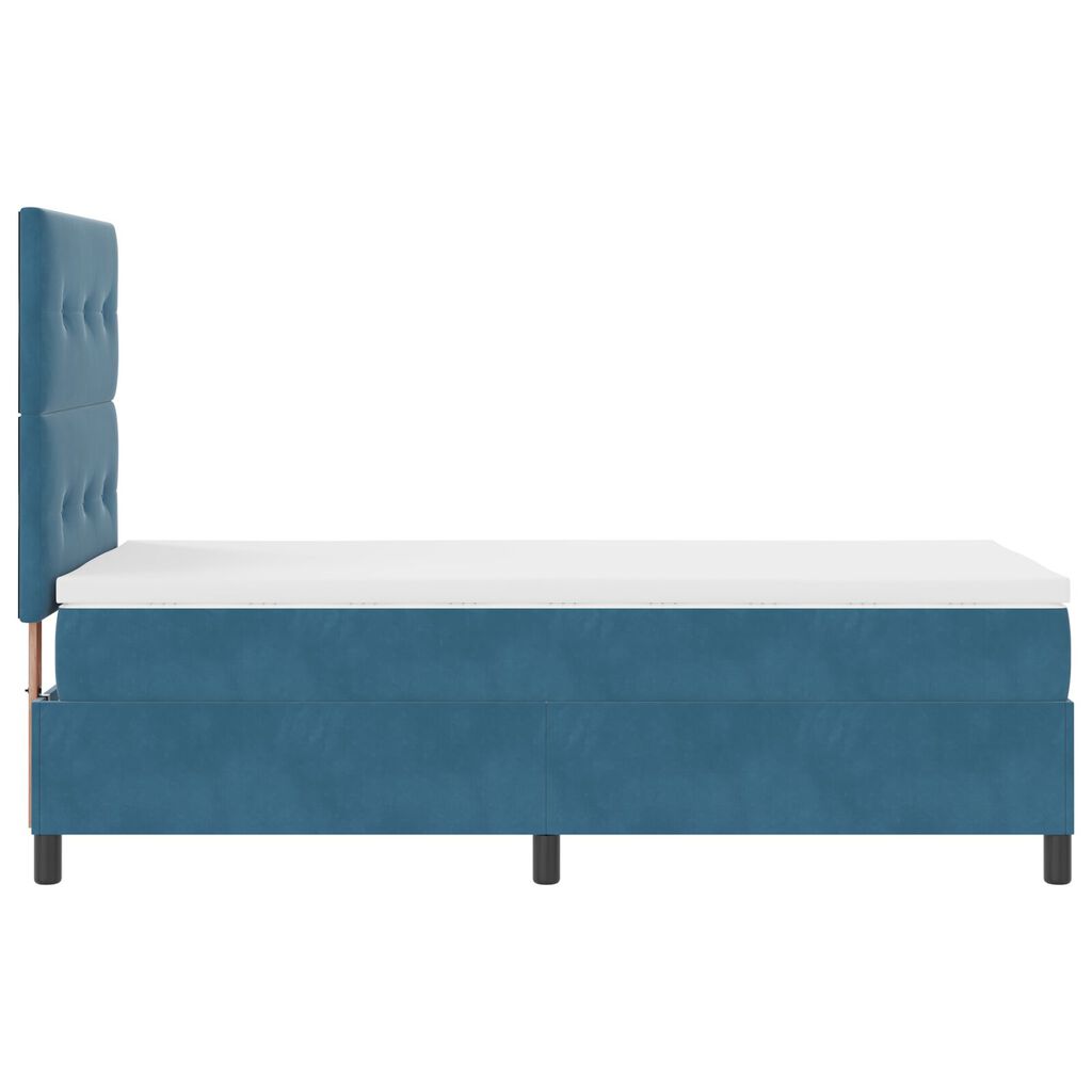 vidaXL Κρεβάτι Box Spring με Στρώμα Σκούρο Μπλε 90x200 εκ. Βελούδο