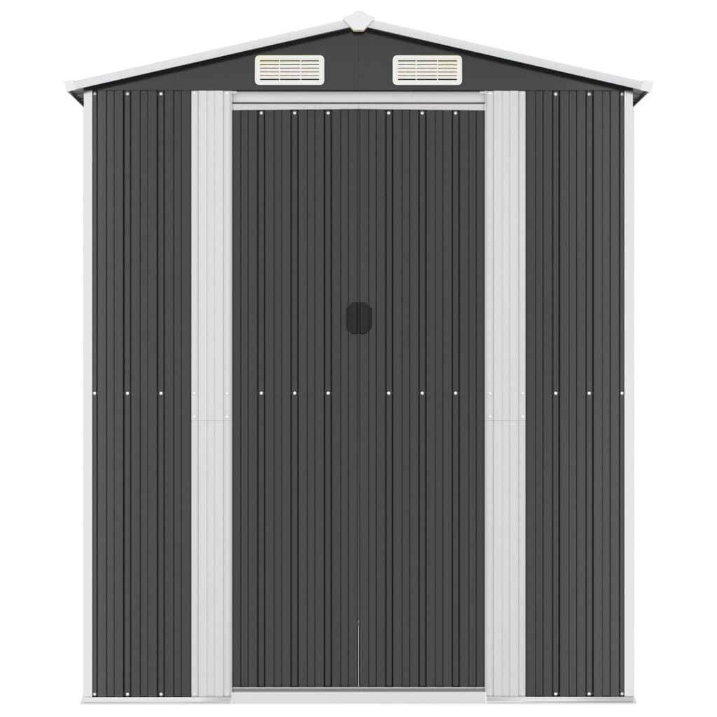 vidaXL Αποθήκη Κήπου Ανθρακί 192x440x223 εκ. Γαλβανισμένο Ατσάλι