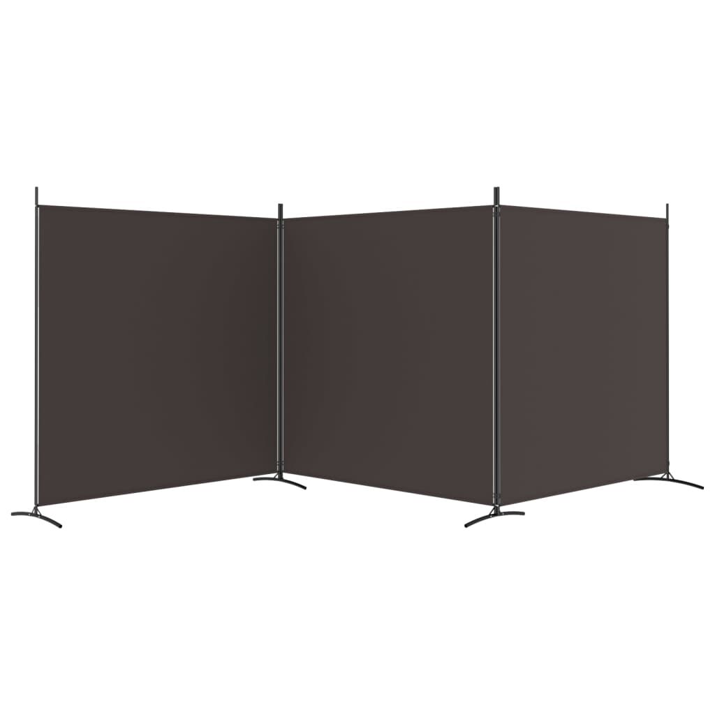 vidaXL Διαχωριστικό Δωματίου με 3 Πάνελ Καφέ 525 x 180 εκ. από Ύφασμα